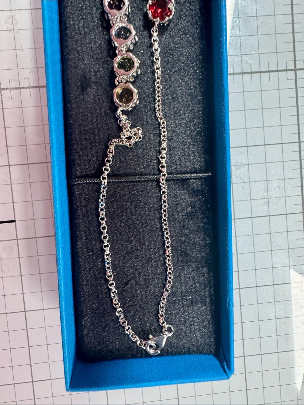 28.98CTW Round Multi-Gem Rhodium Over Sterling Silver Necklace 18” - Picture 4 of 8